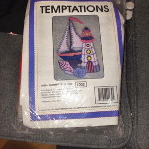 Temptations Sewing Accessories Set with Blue and White Design